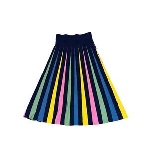 NEW WITH TAGS Beautiful Anthropologie Maeve Rainbow Pleated Contrast Skirt multi